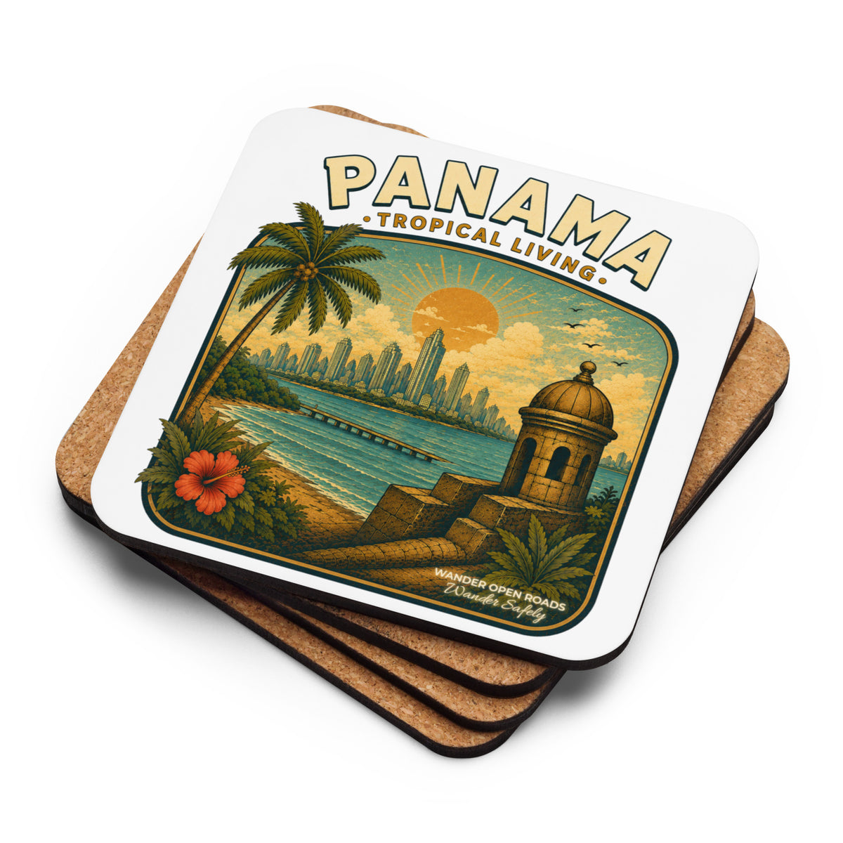 Panama Tropical Living Cork-Back Coaster