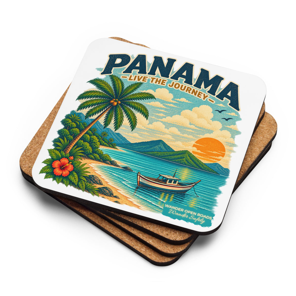 Panama Pacific Escape Cork-Back Coaster