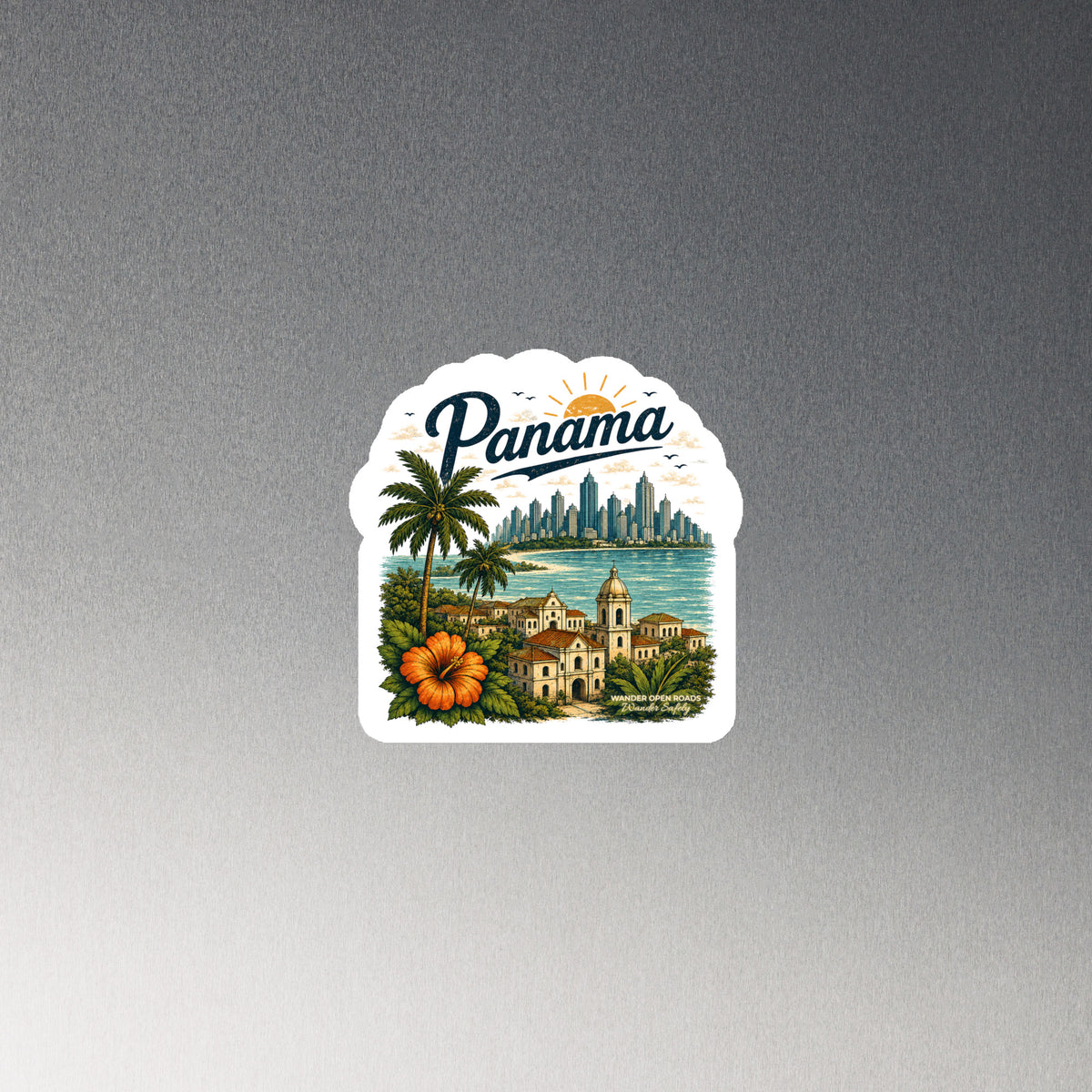 Panama Skyline Heritage Die-Cut Magnet